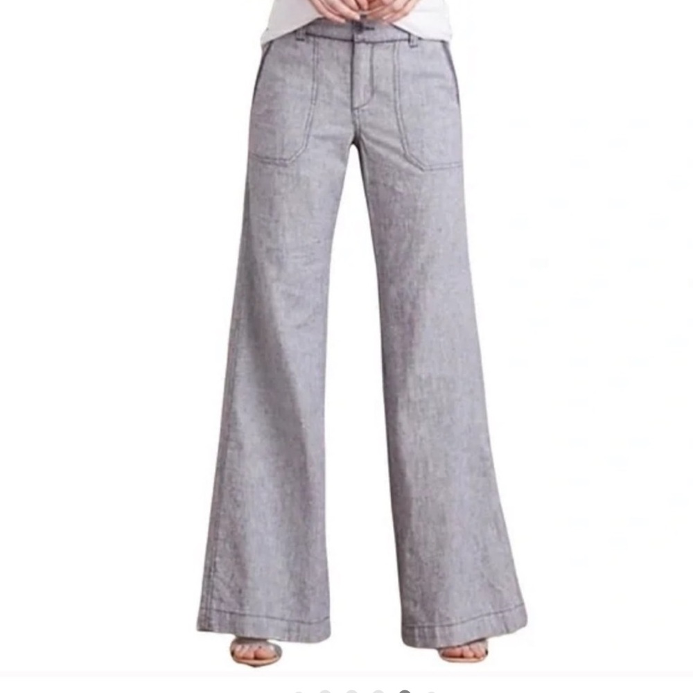 Anthropologie Pilcro blue linen blend wide leg pants